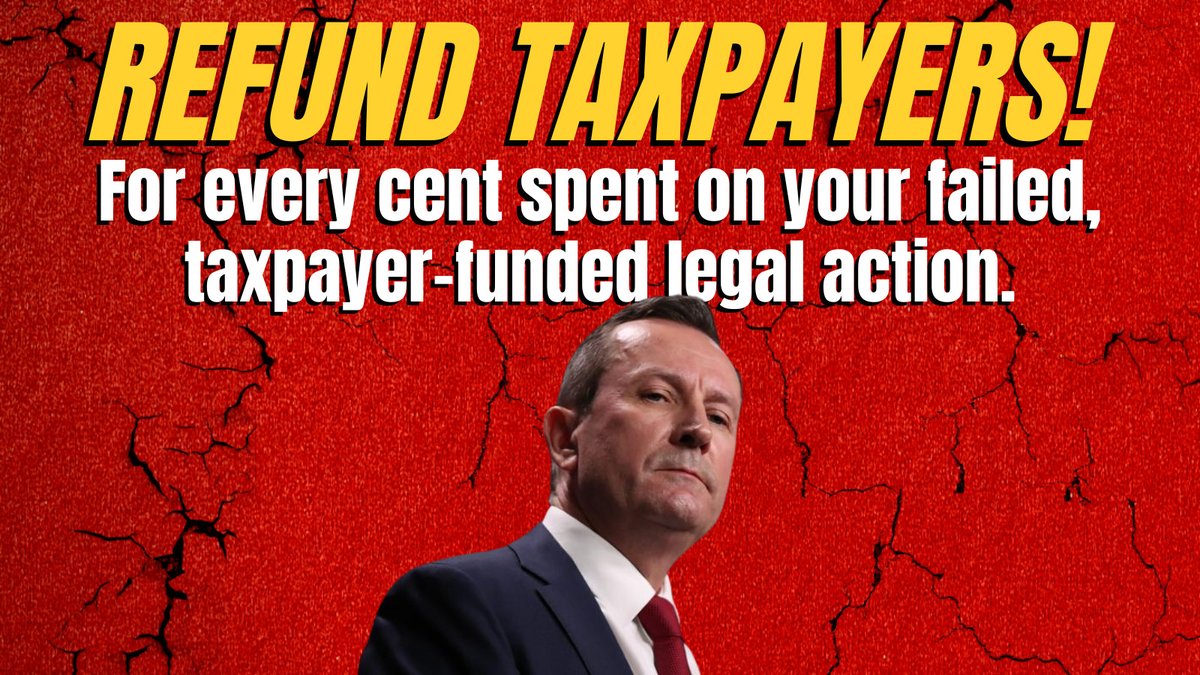 DrDavidHoney's tweet photo. Mark McGowan should have kept the Western Australian taxpayers out of his petty squabble with Clive Palmer. Instead, he used your resources to engage in ego-driven and ultimately useless legal action.
The Premier must refund taxpayers for every cent he owes you. https://t.co/goSiKMY9oE