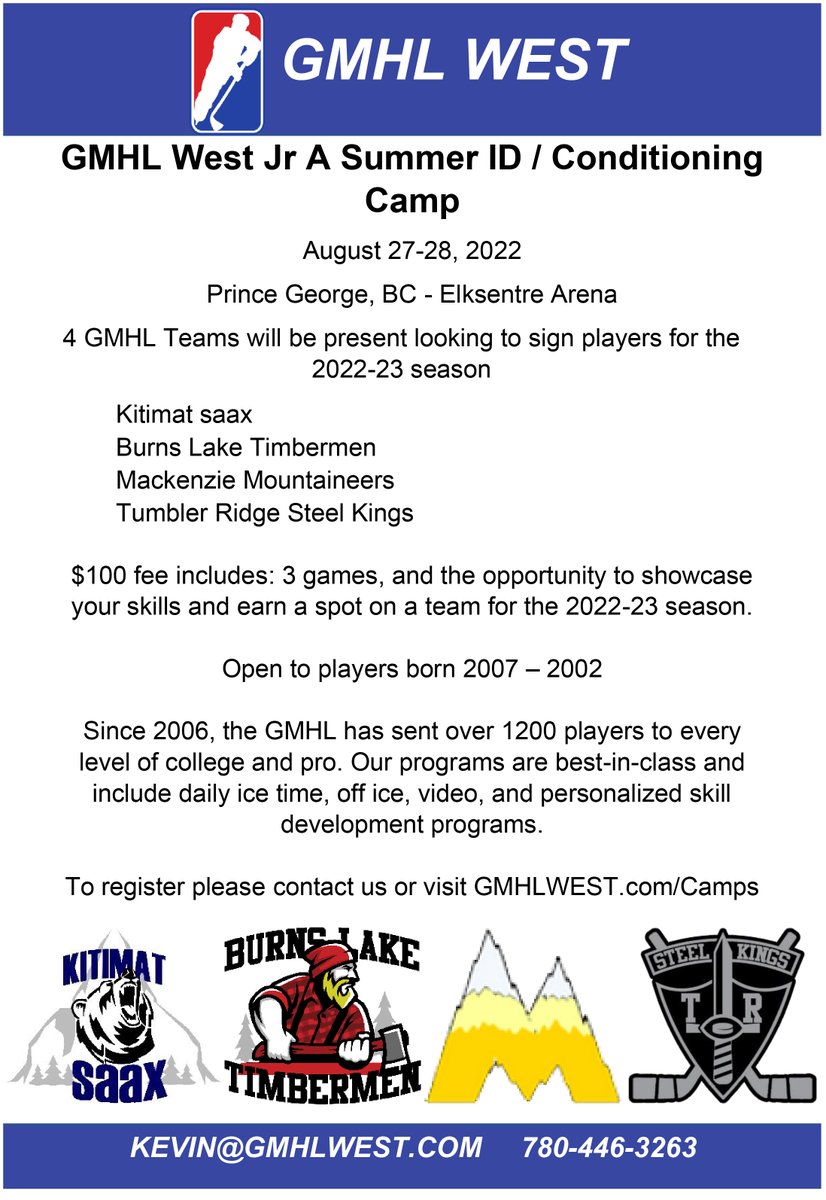 GMHLWest's tweet photo. Join us for a summer conditioning / ID skate in Prince George https://t.co/KGRho7UNxt