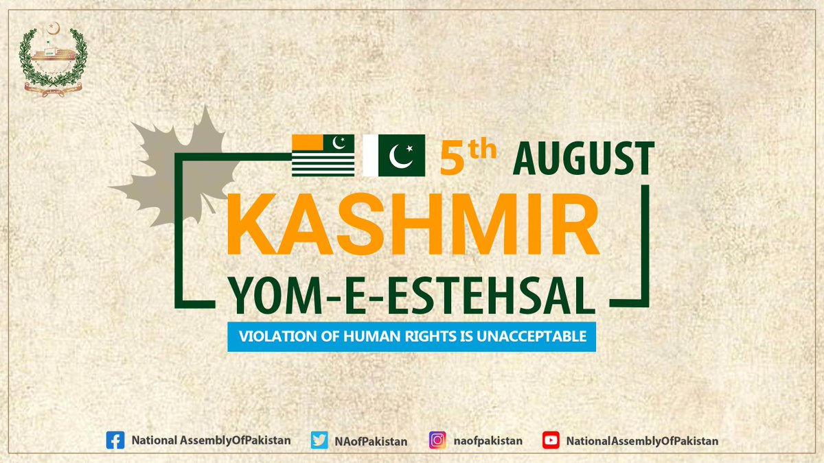 NAofPakistan's tweet photo. On occasion of #Yaum_e_Istehsal Kashmir, Speaker NA @RPAPPP said that India has deprived #Kashmiris of their freedom & identity by repealing Articles 370 & 35-A of Indian Constitution, which is a violation of promises made to Kashmiris at international forums.
#ExploitationDay https://t.co/MLHqrHfehV