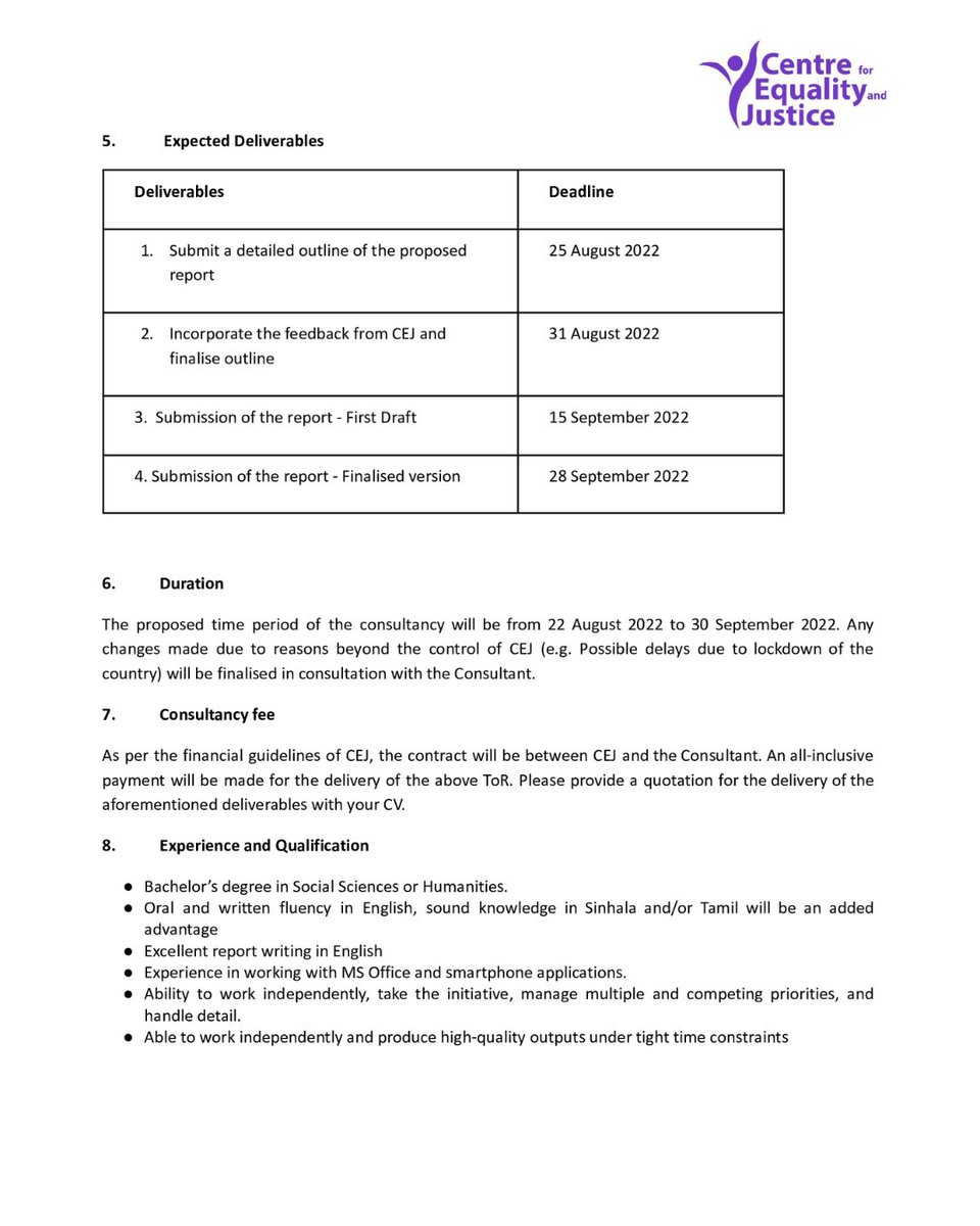 We're looking for a #Research Analyst to analyse data on cyber sexual gender-based violence and gendered online hate speech.

Apply by the 12th of August!
Details and application instructions are attached

#SriLanka #lka #Consulting #Jobs #jobsearch #HIRINGNOW