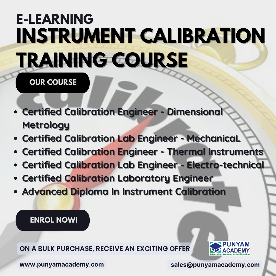 punyamacademy's tweet photo. Learn instrument calibration online by experienced laboratory engineer. Online training courses for mechanical, electrical and thermal instrument calibration.
Find out more:- 
https://t.co/KchdTtqPll

#training #engineer #electrical #mechanical #calibration #instrumentcalibration https://t.co/QVhfYvKzhS