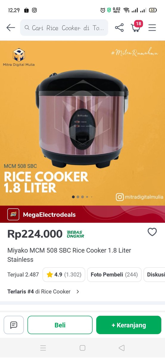 Irtza_17's tweet photo. @tokopedia Dear MINTO @tokopedia mau banget rice cooker , udah lama rice cooker dirumah rusak suka ngejeglek sndiri ( ga mau cook ) padahal nasinya belum matang, jadi pas buka ehh masih mentah nasinya harus dimasak ulang lagi dikompor  #SaldoKaget #MegaElectrodeals https://t.co/U6OEECBVxK