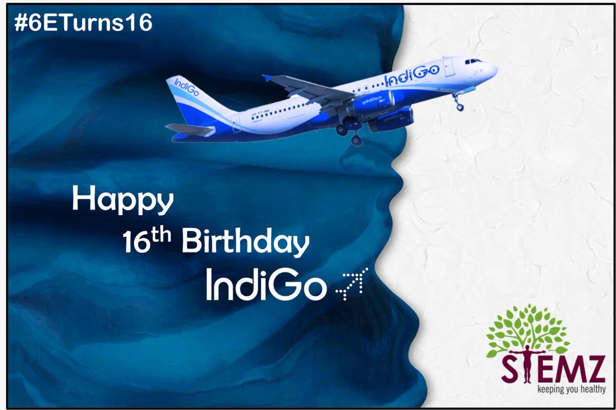 StemzGlobal's tweet photo. Stemz wishes a Happy 16th Birthday to IndiGo!
#6ETurns16 #sweet16 #aviation #airline #indigo 
@IndiGo6E https://t.co/PeNEvlGZ0q