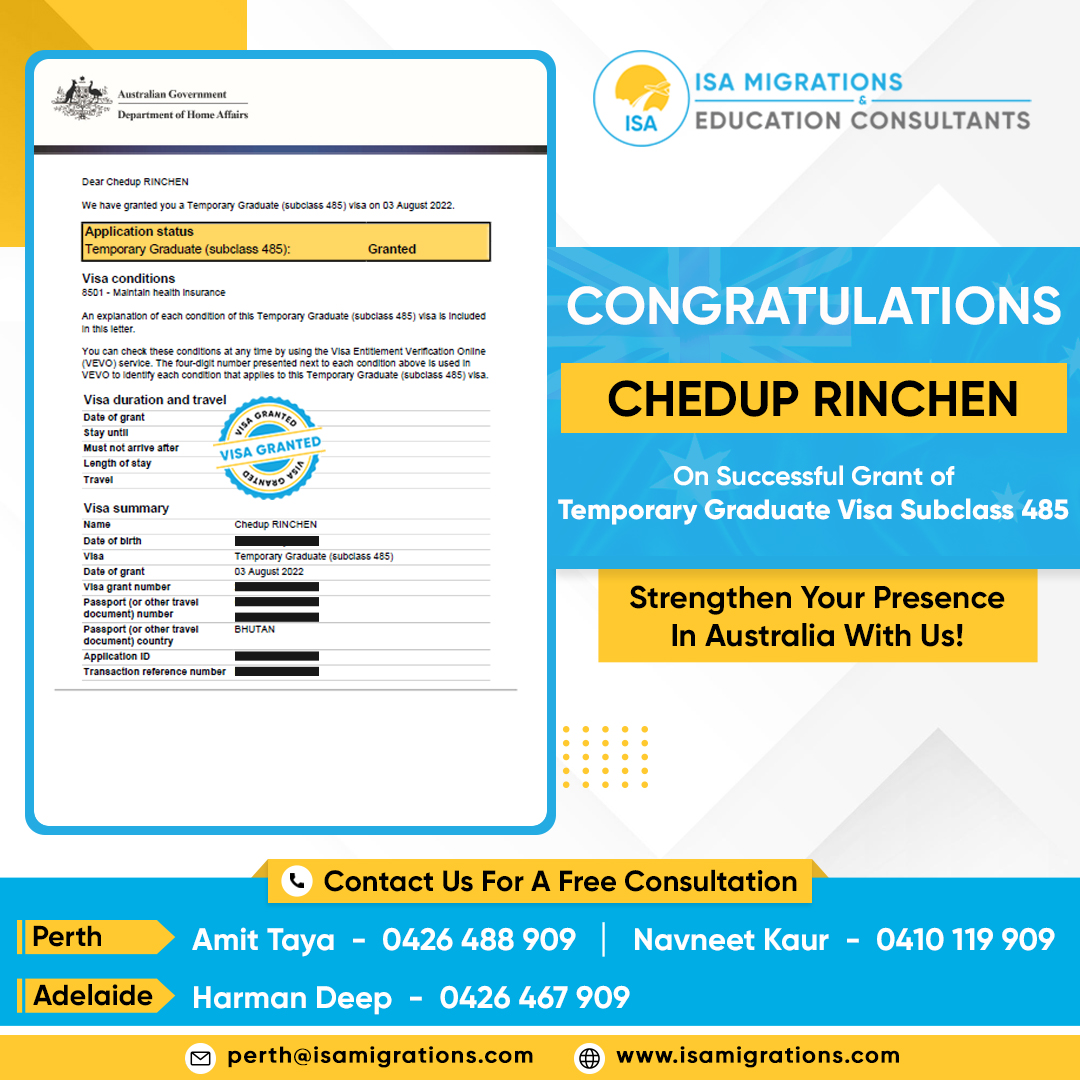 isamigrations's tweet photo. 🎉Congratulations!!!

♦DORJI LHAMO &amp; CHEDUP RINCHEN on Successful Grant of Temporary Graduate #Visa485♦️

Thank you for choosing 
@isamigrations

Call us today to check your eligibility for #Visitorvisa🇦🇺
☎️+61 426 488 909

#visa #Migration #immigration #studentvisa https://t.co/nQKGvRwEST