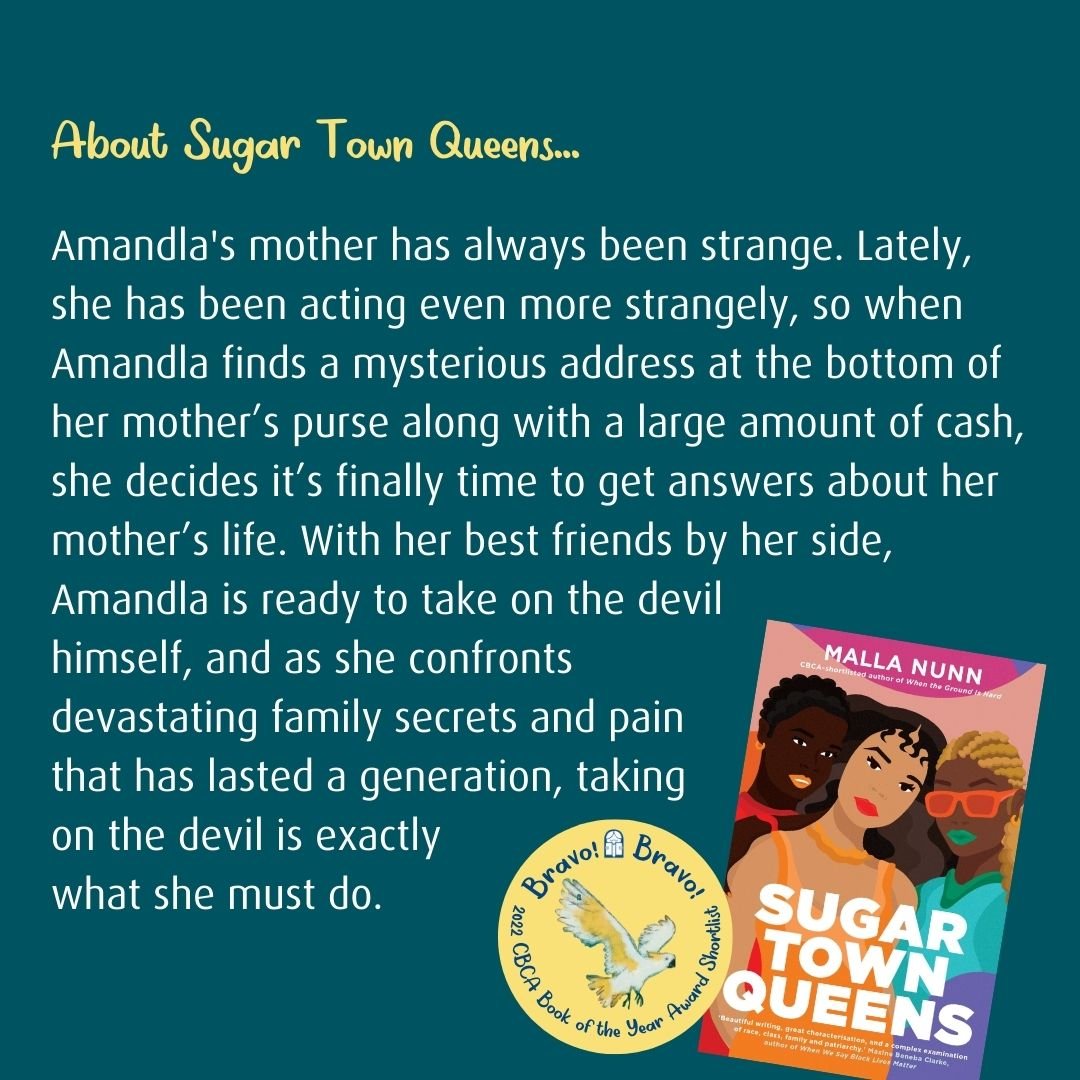 CBCANSW's tweet photo. BRAVO!!! to Malla Nunn whose book Sugar Town Queens (published by Allen &amp; Unwin) has been shortlisted for 2022 CBCA Book of the Year: Older Readers. 🤩🎉📚@mallanunn @allenandunwin  
#CBCA #cbca2022 #cbcabookawards #cbcabookawards2022 #cbcashortlist2022 #cbcashortlist #bookawards https://t.co/vZFODmgd0k