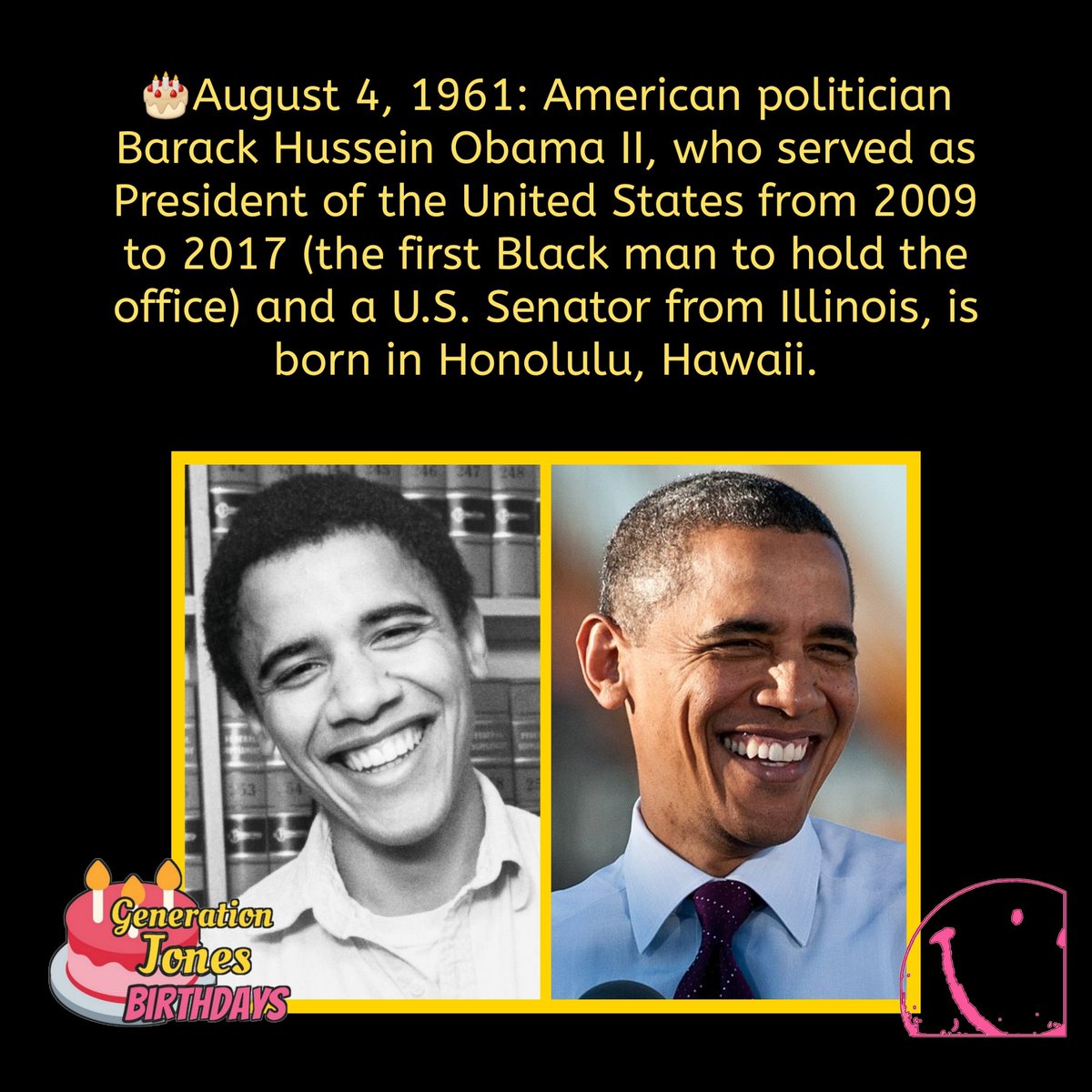 GenJones1964's tweet photo. 🎂August 4, 1961: 

#borninthesixties @barackobama  #barackobama #presidentobama #happybirthdaymrpresident #thanksobama #democraticparty #whoisgenerationjones #bornthisday #happybirthday  #ThisDayInHistory #generationx  #todayinhistory #babyboomers #generationjones https://t.co/nWqorMlow1