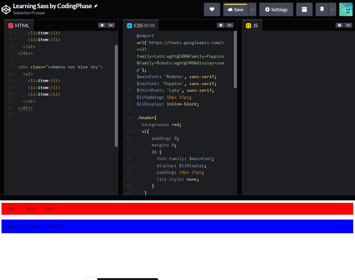sprosperdev's tweet image. Day 27 - Learning Sass with Coding Phase. Concept of nesting in CSS. 
#100DaysOfCode 
#developers 
#codingphase
#BlackTechTwitter
