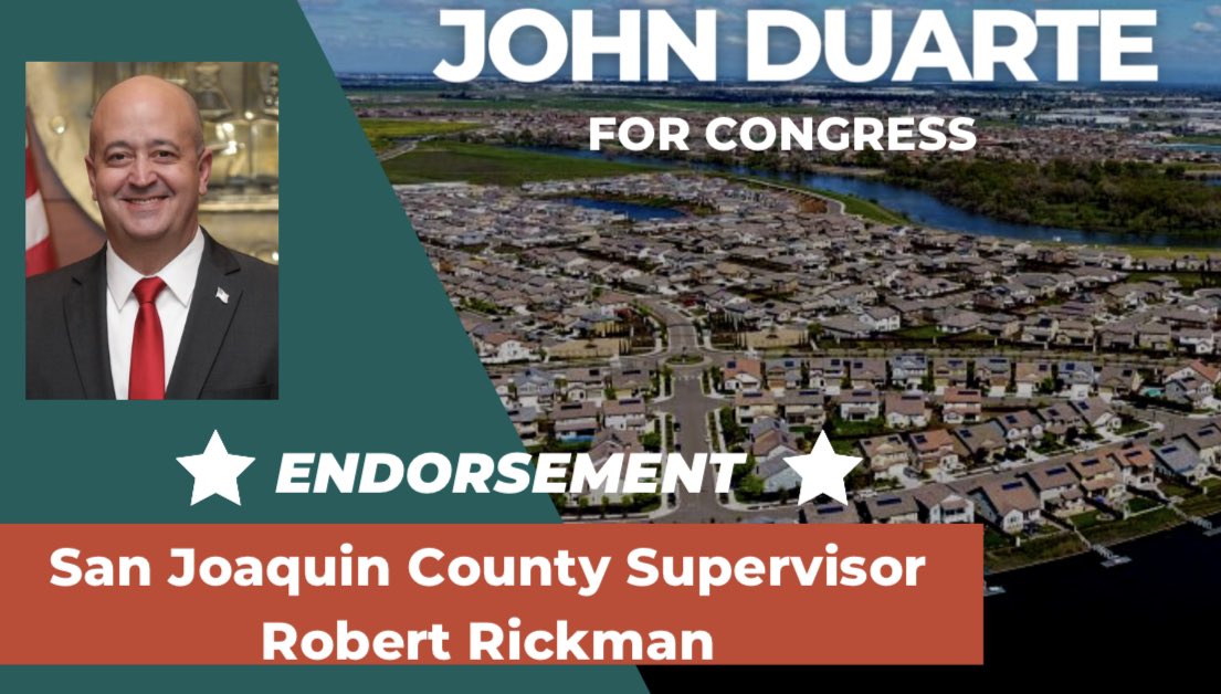 Duarte4Congress's tweet photo. Welcome to #TeamDuarte San Joaquin Robert Rickman! Thank you so much for your support.
#CA13 #DuarteForCongress #SendAFarmerToCongress https://t.co/fxfDZeXH4K