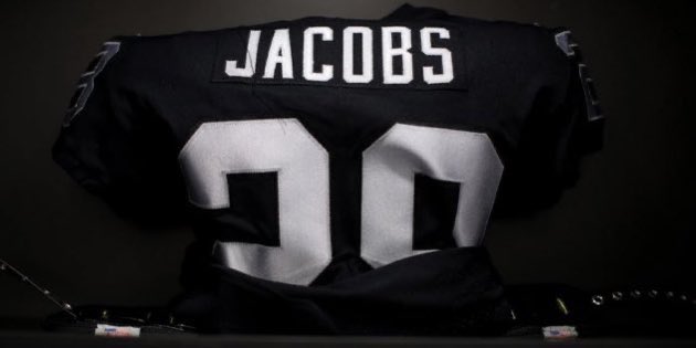 Angela_Rypien's tweet photo. Who’s wearing their @iAM_JoshJacobs gear tonight? #JaguarsvsRaiders https://t.co/B1XmQsXjzZ