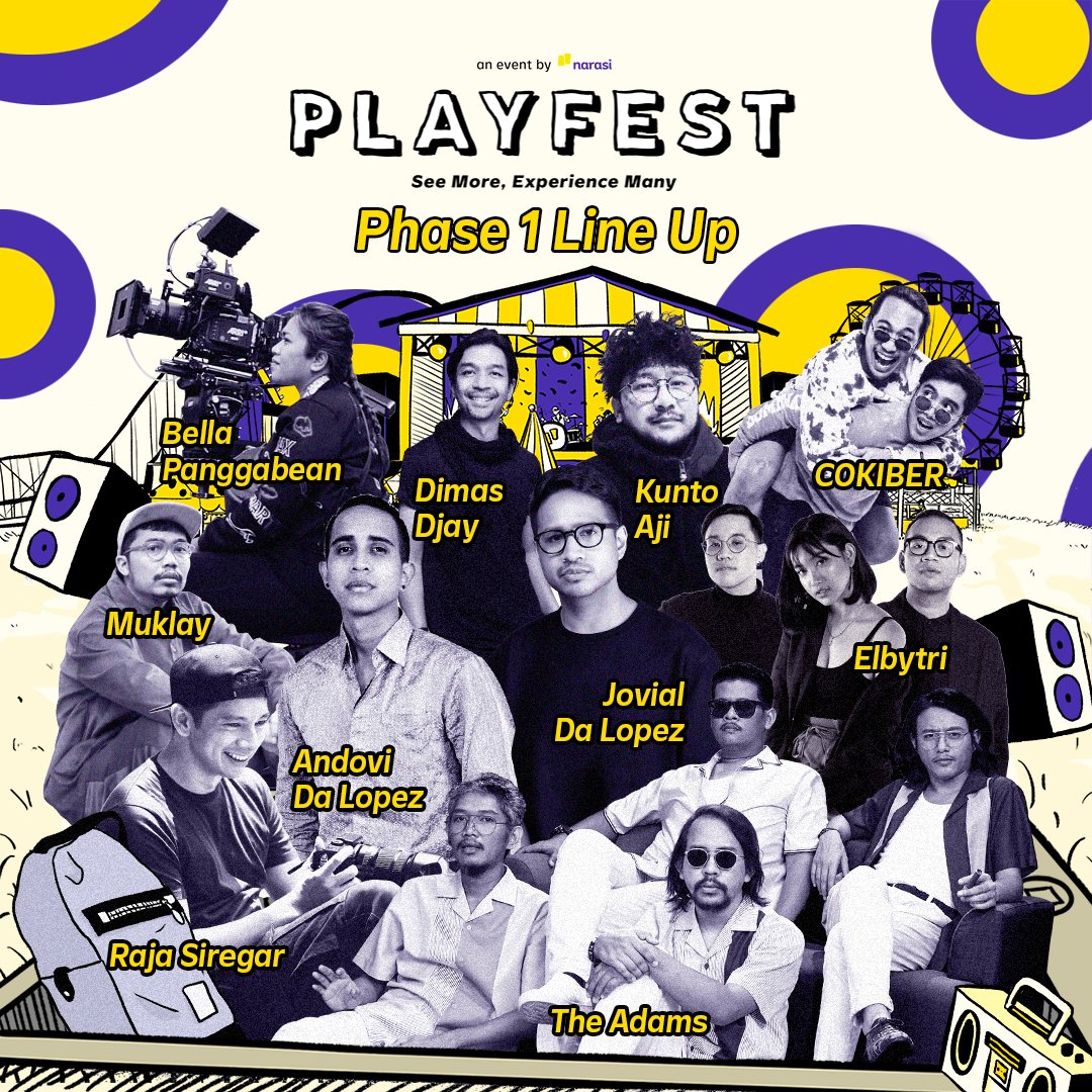 Prambors's tweet image. Here’s our first phase line up!✨ Please stay tuned as we announce more artist!

Save your spot now at narasi.tv/playfest or click link on our bio. Pembelian tiketnya di @loketcom dan @gotix.id, ya!🤩

Presale Tickets are NOW ON SALE! 📣

#Playfest2022 #ReactivateYourSense