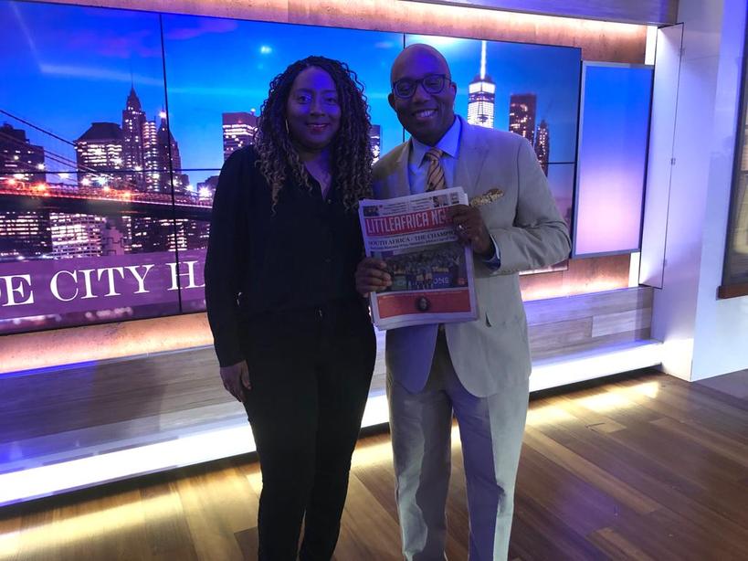 Mmardah's tweet photo. Exciting to see @errollouis with a copy of the latest edition of LittleAfrica Newspaper with the editor-in-chief .@MonaDavids on his show this evening. #AfricaRising #BlackExcellence #LittleAfricaNewspaper https://t.co/JcPzByvaua
