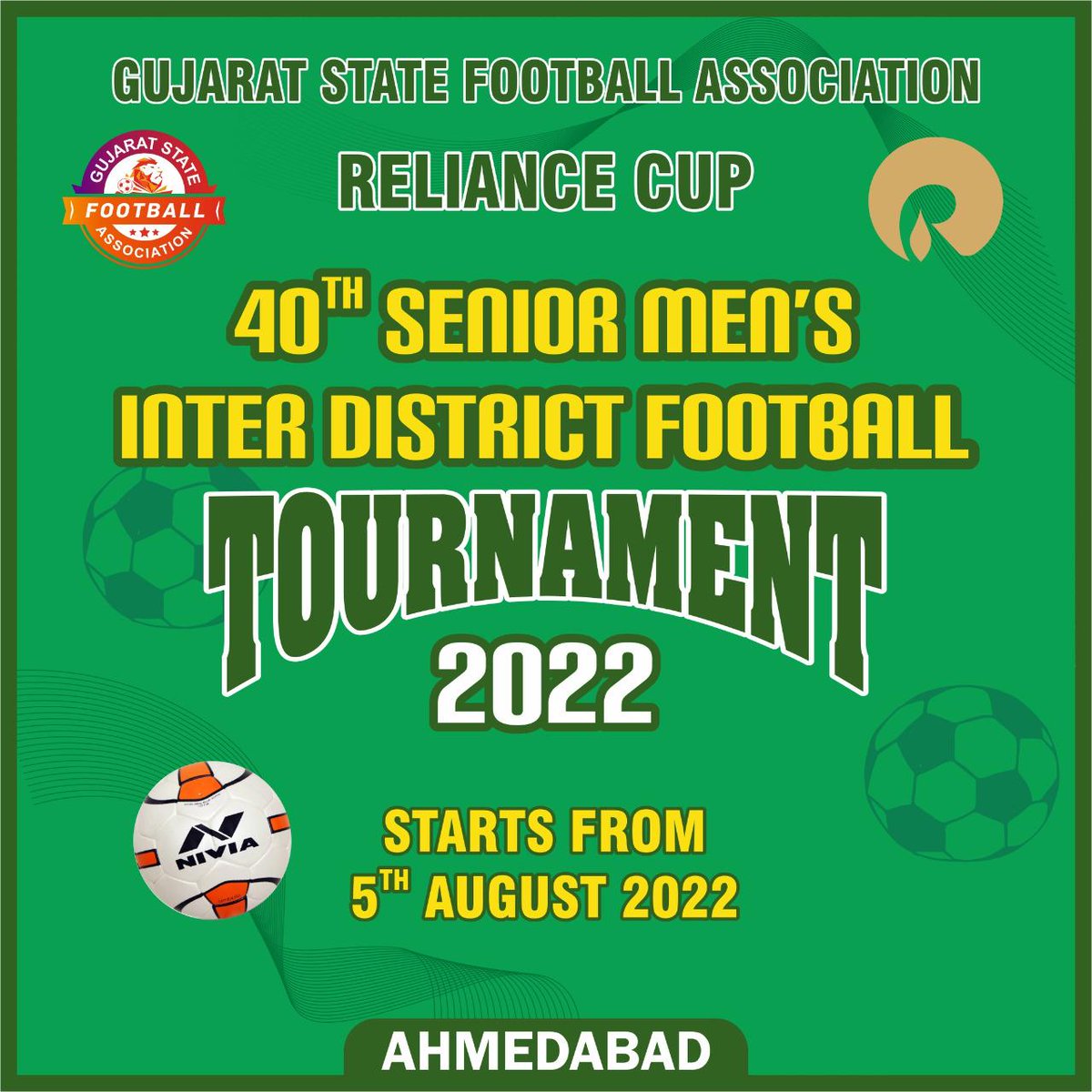 mpparimal's tweet photo. .@GujaratFootball in action once again. The 40th Senior Men's Inter District #Football Tournament for #RelianceCup starts today in #Ahmedabad. The tournament will be played up to 14-Aug & will see participation from 30 districts.
@IndianFootball https://t.co/5l2N8aJdfs