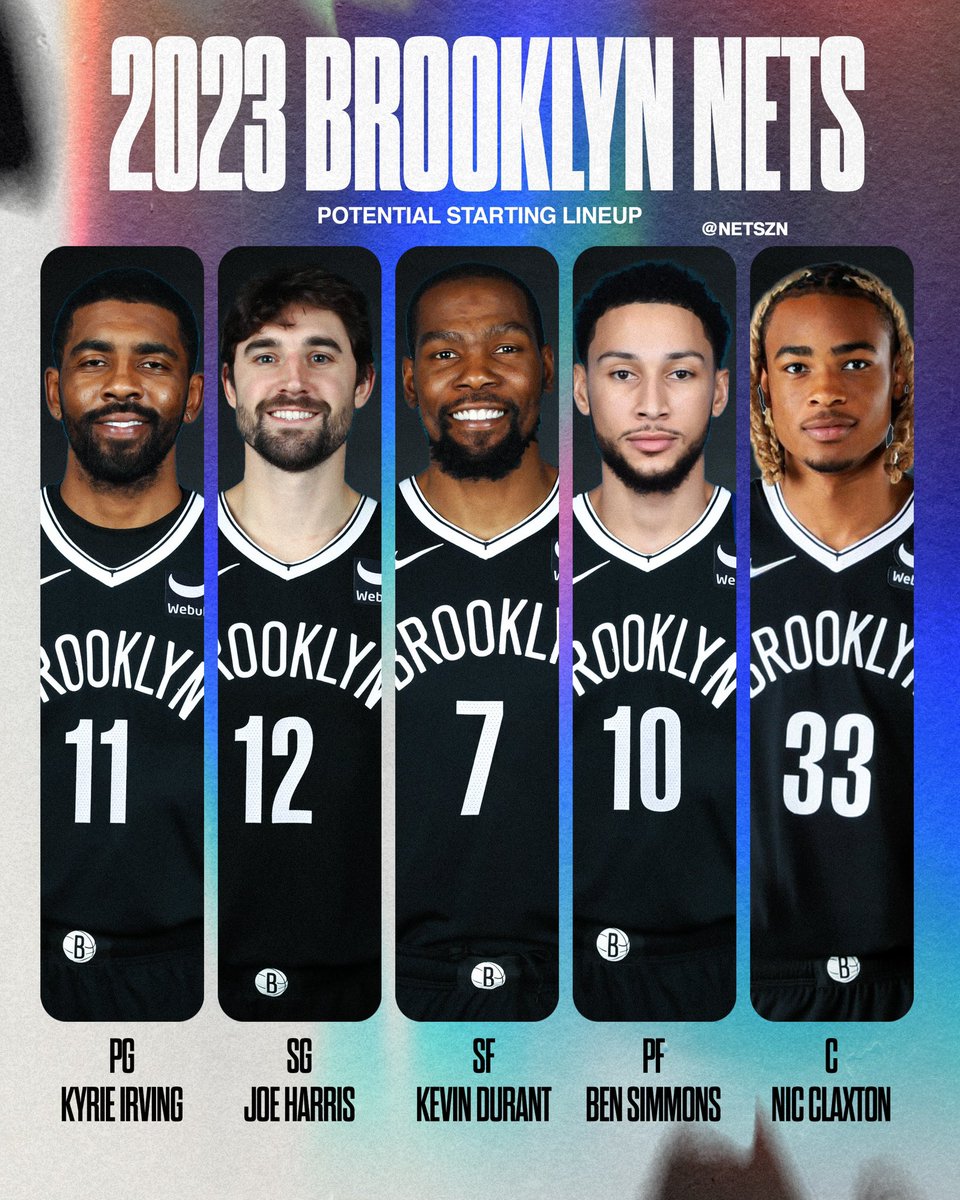 Netszn on X: my ideal starting lineup with the current roster. Ben can run  point. KD playing the 3. Kyrie the smallest guy on the court   / X