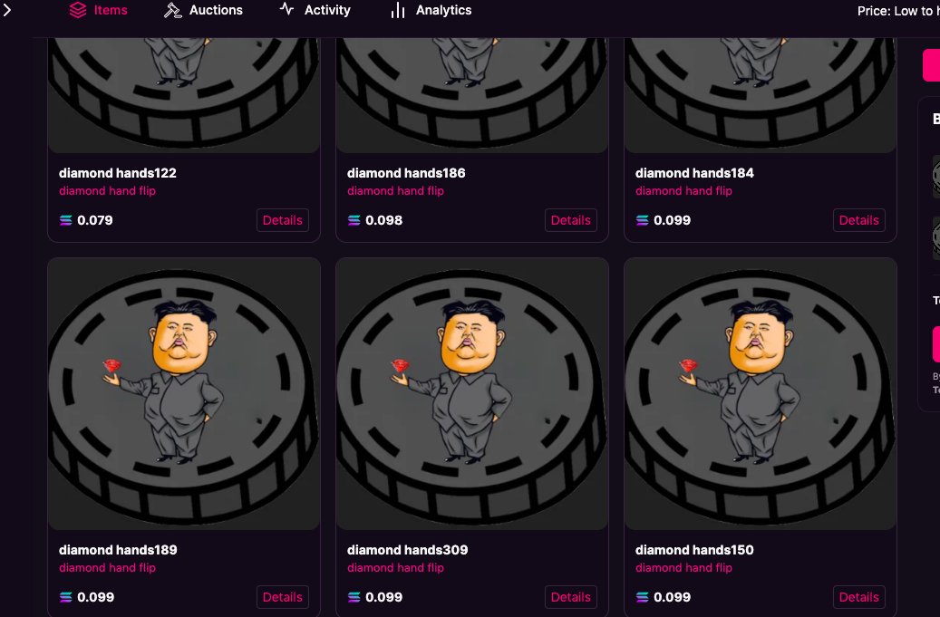 dimodhands's tweet photo. we are close to 0.149 FP and we have very few listed so we decided to put a bounty in 2 nfts below 0.149 LFG keep sweeping
#SolanaSummer #Solana #NFTs #NFTGiveaway #NFTProject #NFTartist #nftcollector #MintingSoon #Diamondplay #NFT #DegenMint https://t.co/EKZ7zteQds