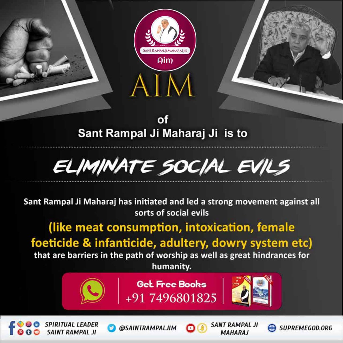 #Aim_Of_SantRampalJiMaharaj
The devotees are far from all social evils such as dowry, corruption, cheating, and drinking alcohol.
They walk on the path of  Satbhakti/true devotion shown by a true Saint (Sant Rampal Ji Maharaj).