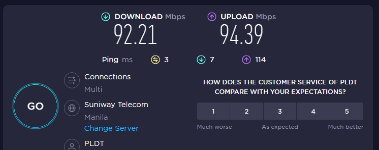 crazykiddo's tweet photo. @PLDT_Cares how come we are only getting 50% of our 200mbps speed?? https://t.co/dZ9O6KPz7V