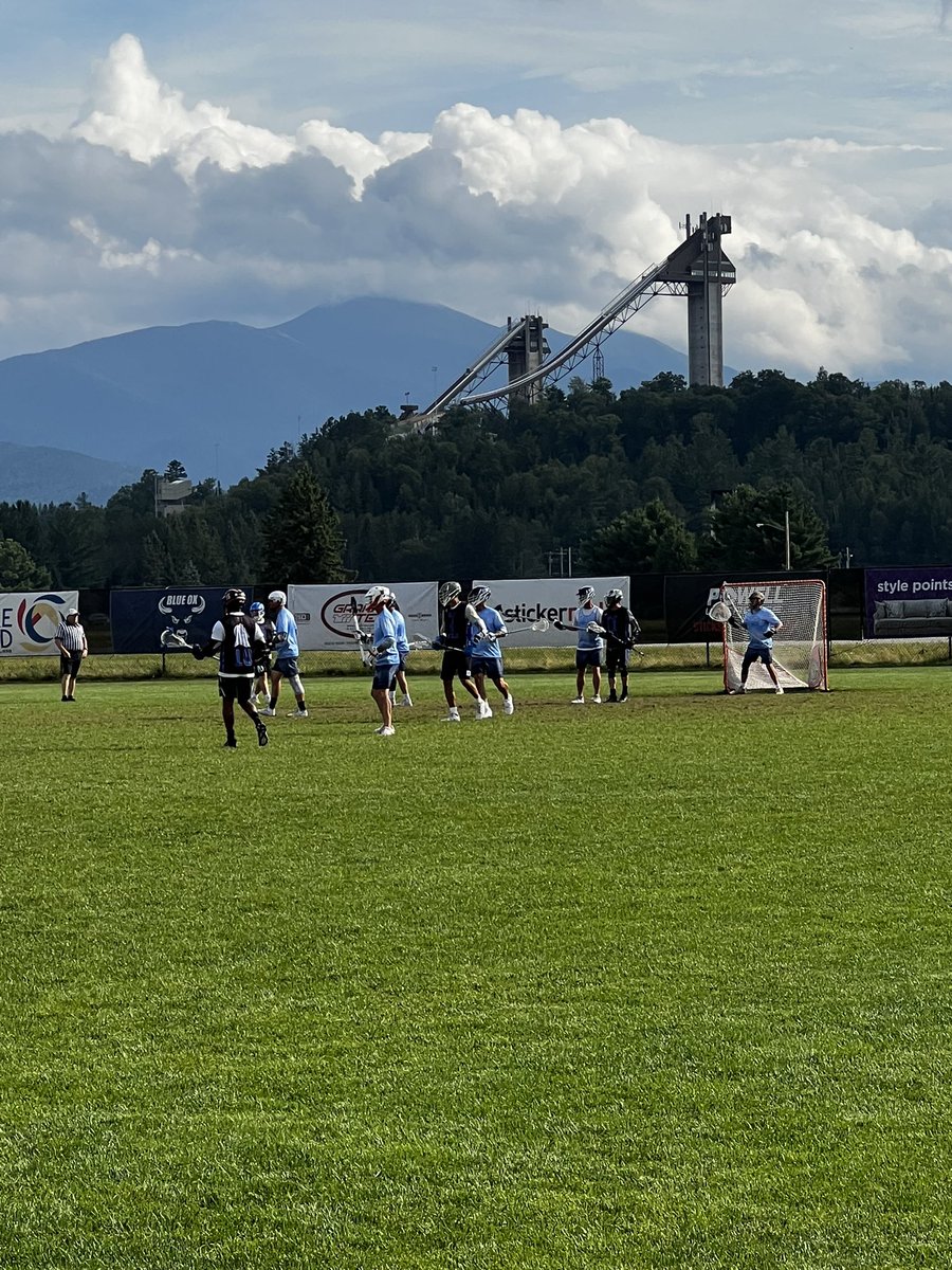 gray_lax's tweet photo. Afternoon #GrayDevils games were close! 50+ drop a tough one 6-5 to Northshore; 55+ survive 4-3 over High Peaks. Both now 2-1 heading into tomorrow. Time for dinner & a Lake Placid sunset! @wrbm25 #GoodDay #FullHeartSoreLegs #LaxBrotherhood https://t.co/02Q3jfhl91
