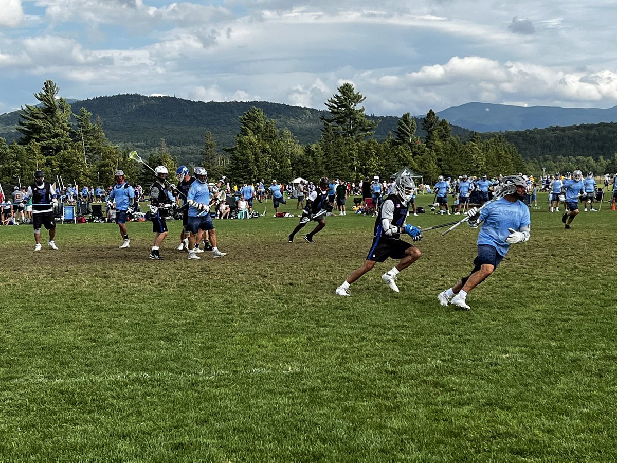 gray_lax's tweet photo. Afternoon #GrayDevils games were close! 50+ drop a tough one 6-5 to Northshore; 55+ survive 4-3 over High Peaks. Both now 2-1 heading into tomorrow. Time for dinner & a Lake Placid sunset! @wrbm25 #GoodDay #FullHeartSoreLegs #LaxBrotherhood https://t.co/02Q3jfhl91