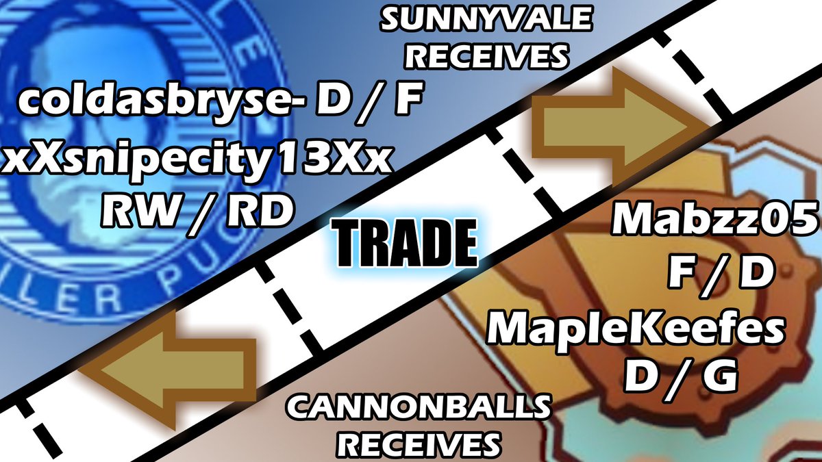 WE HAVE TRADES TO ANNOUNCE! 🔁

📸 <a href="/EASHLCC/">EASHL Colon Cannonballs</a>