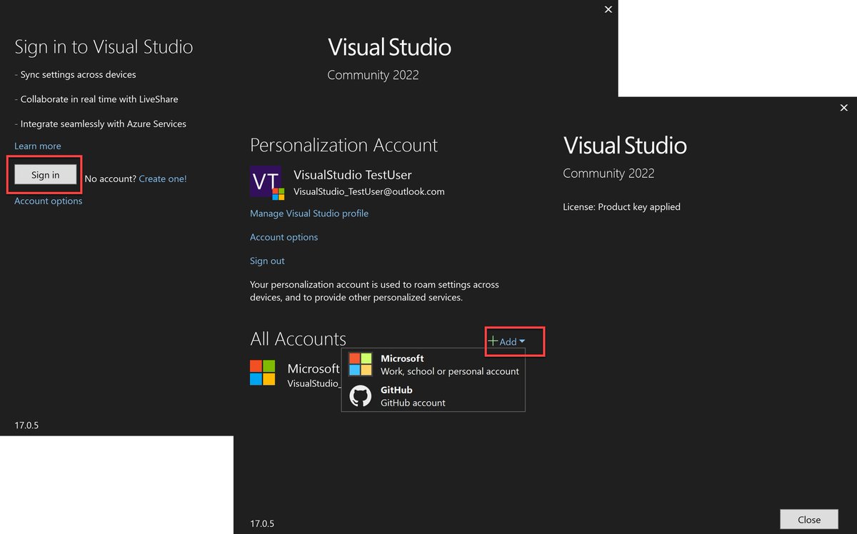 rub8n's tweet photo. @badlogicgames If you are trying to add your GitHub account to access your repos, I'd recommend you update your Visual Studio 2019 version as more recent updates include a much-improved GitHub account experience: https://t.co/WscBs1viZs