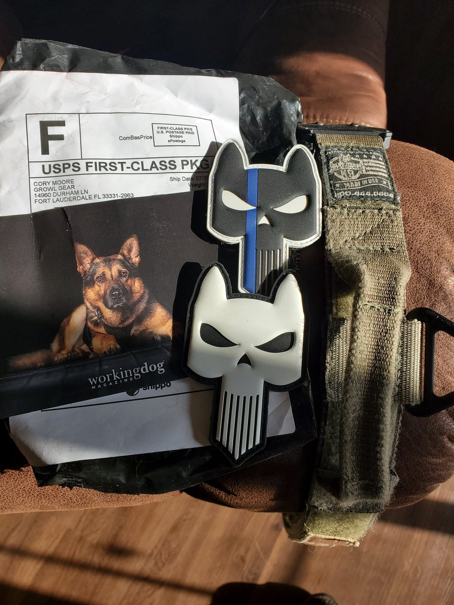 BillyDilly707's tweet photo. Thank you @growlgear for these amazing patches. I will display these with pride! @RayAllenK9 #gsd #talkshitgetbit #Punisher #ThinBlueLine https://t.co/427MrVnH8V