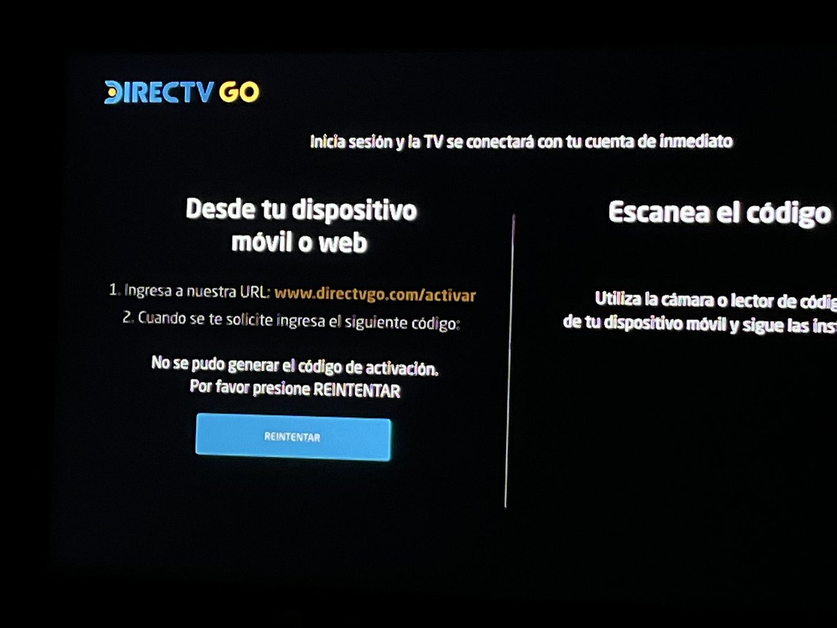 virubiom's tweet photo. @DIRECTVGO me apareció mensaje que “tuvieron” que cerrar mi sesión, pero ahora la app tiene problemas para entregar el código de activación https://t.co/tCV6WP8UI3