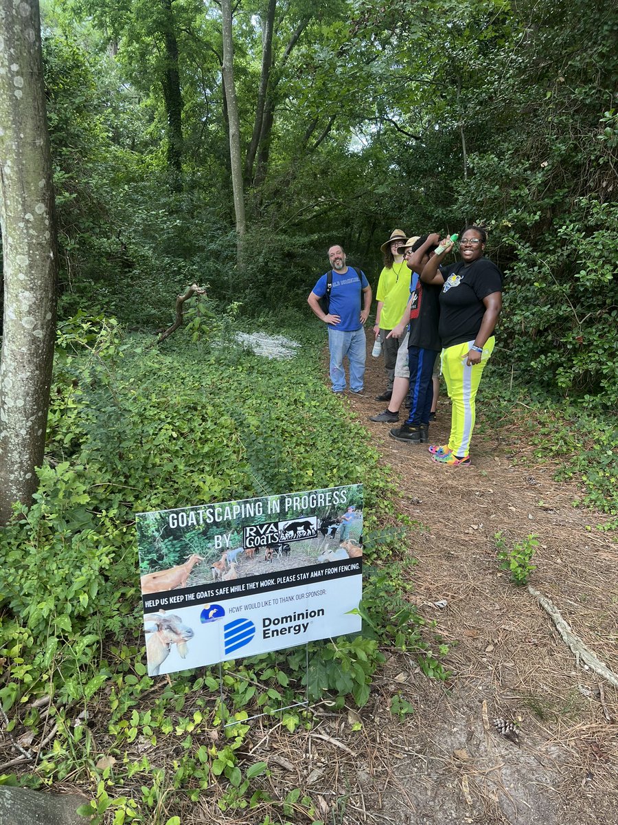 VMASC_STEM's tweet photo. Great day @HofflerCreek for our @VMASC_ODU HS STEM interns! They investigated depths and water quality of Lake Ballard and finished the day visiting the goats who were #goatscaping invasive plant species on one of the trails! @HRWorkforceCoun @PortsVASchools https://t.co/MUMtCjcy35