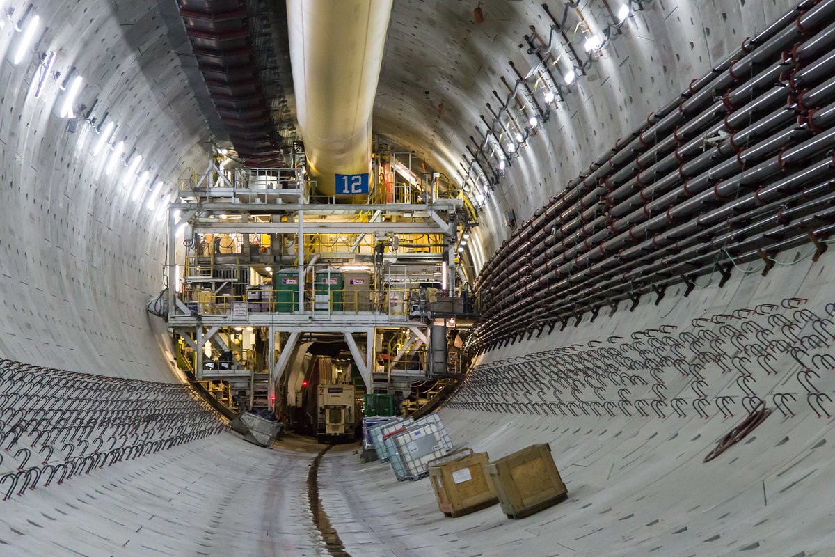 Love the porta potties on the back of this tunnel boring machine.