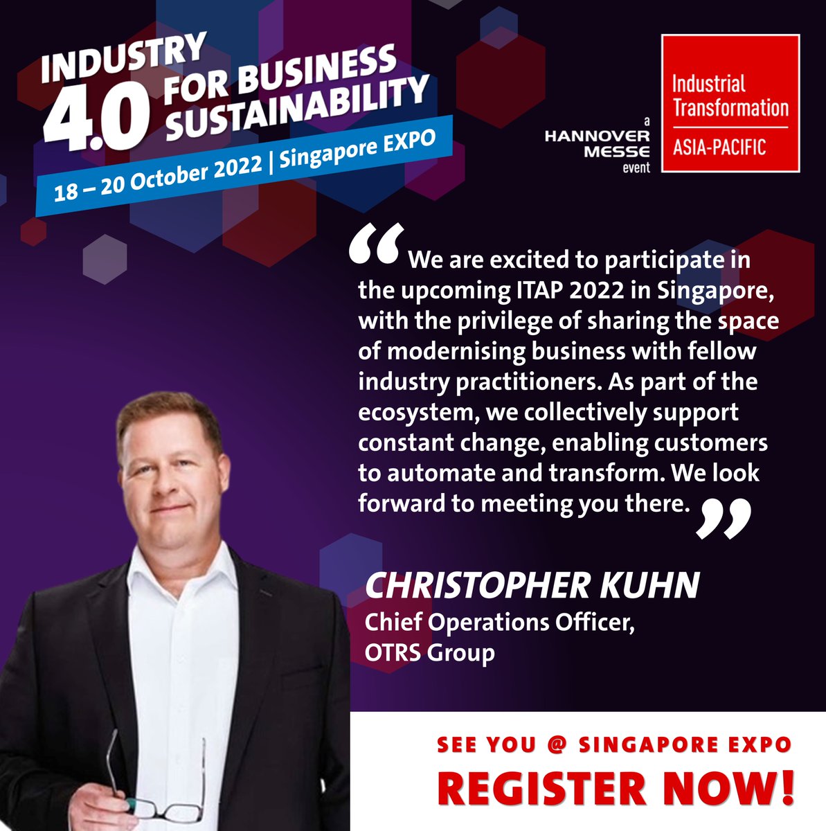 [MEET OUR EXHIBITORS 🤝💼] We are delighted to welcome OTRS Group, the manufacturer and the world's largest provider of the enterprise service management suite OTRS as our exhibitor this year!
.
Meet them @ ITAP 2022, REGISTER NOW: bit.ly/3a3ZsHs
.
#ITAP2022 #industry40