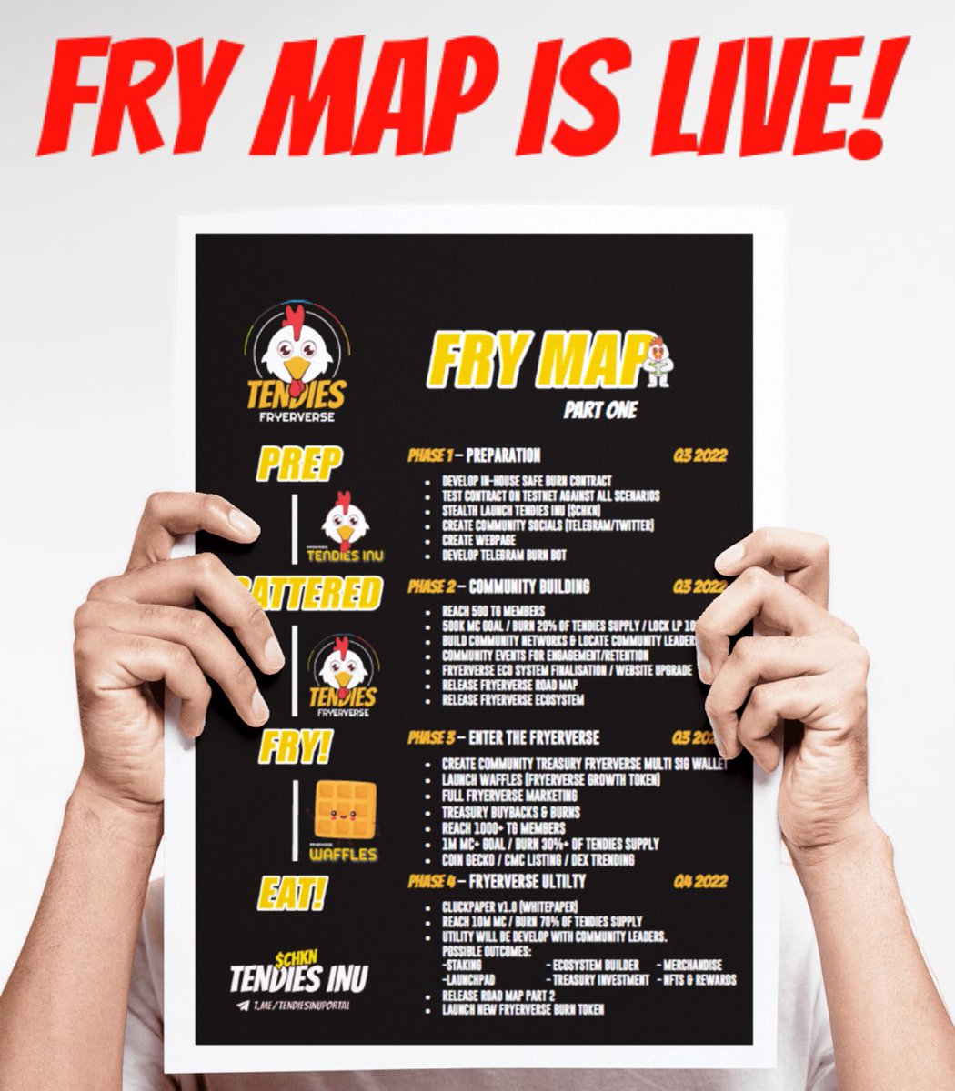 TendiesInu's tweet photo. 🚀 THE #FRYERVERSE is COMING 🚀
Everyone has been #clucking waiting for FRYDAY for the BIG news!
Well I guess it doesn’t hurt to have a early taste of the secret sauce!
🔥FRYMAP (Road Map) is LIVE!🔥
More details on the ecosystem dropping soon!
https://t.co/hMmcrsPiR6 https://t.co/lHtJ954qwy