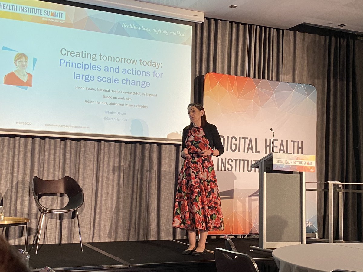 DeliaDentRoques's tweet photo. Transformation means shifting from “expert” to “explorer” - @HelenBevan speaking at #DHIS2022 in Perth today. https://t.co/PgPL5MATL8