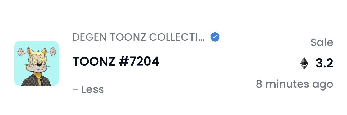 DegenToonz's tweet photo. Nice snipe @lilbaby4PF , welcome to the TOONZ fam 🧨 https://t.co/8sgq2sadYb
