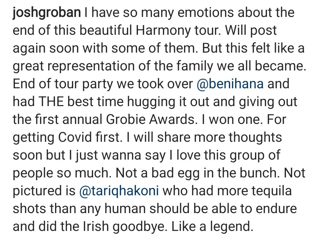 Timpanist's tweet photo. #instagram from .@joshgroban (π· @NatalieMcQueen β€) #harmony #tour #party #GrobieAwards #hugs #family #tequila #GroBand #crew #emotions @Benihana π
π
π
https://t.co/gBZBrbHc8d