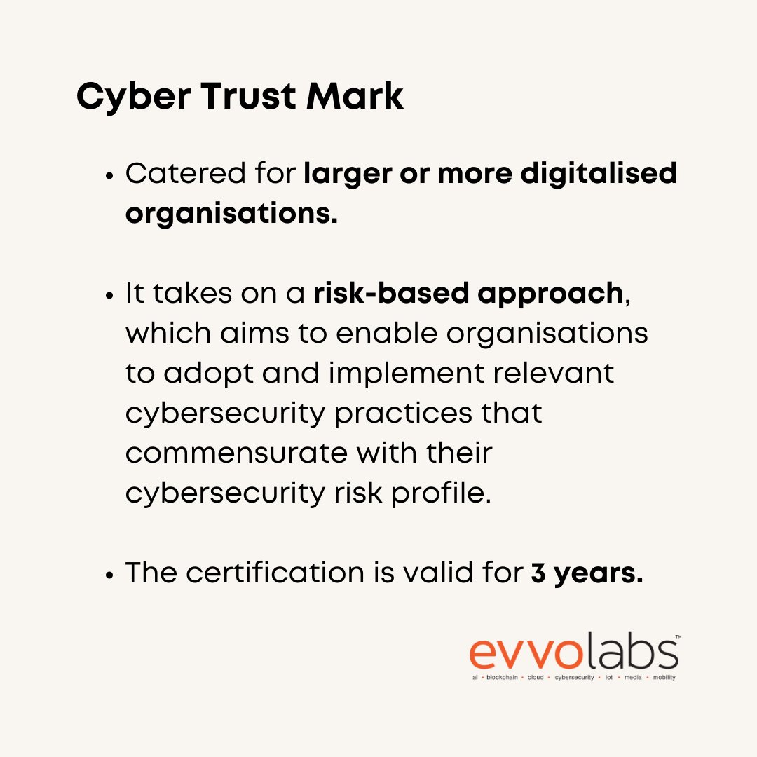 evvo_labs's tweet photo. Incorporating security operations processes can help companies gain a competitive advantage. Swipe to discover the differences between CSA's Cyber Trust and Essentials Mark!

#evvolabs #byyourside #cyber #security https://t.co/zc5laqj6do