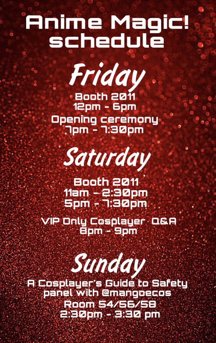 All set up at Anime Magic! Here's my schedule for the weekend and what I'll be wearing 🤙🏼 https://t.