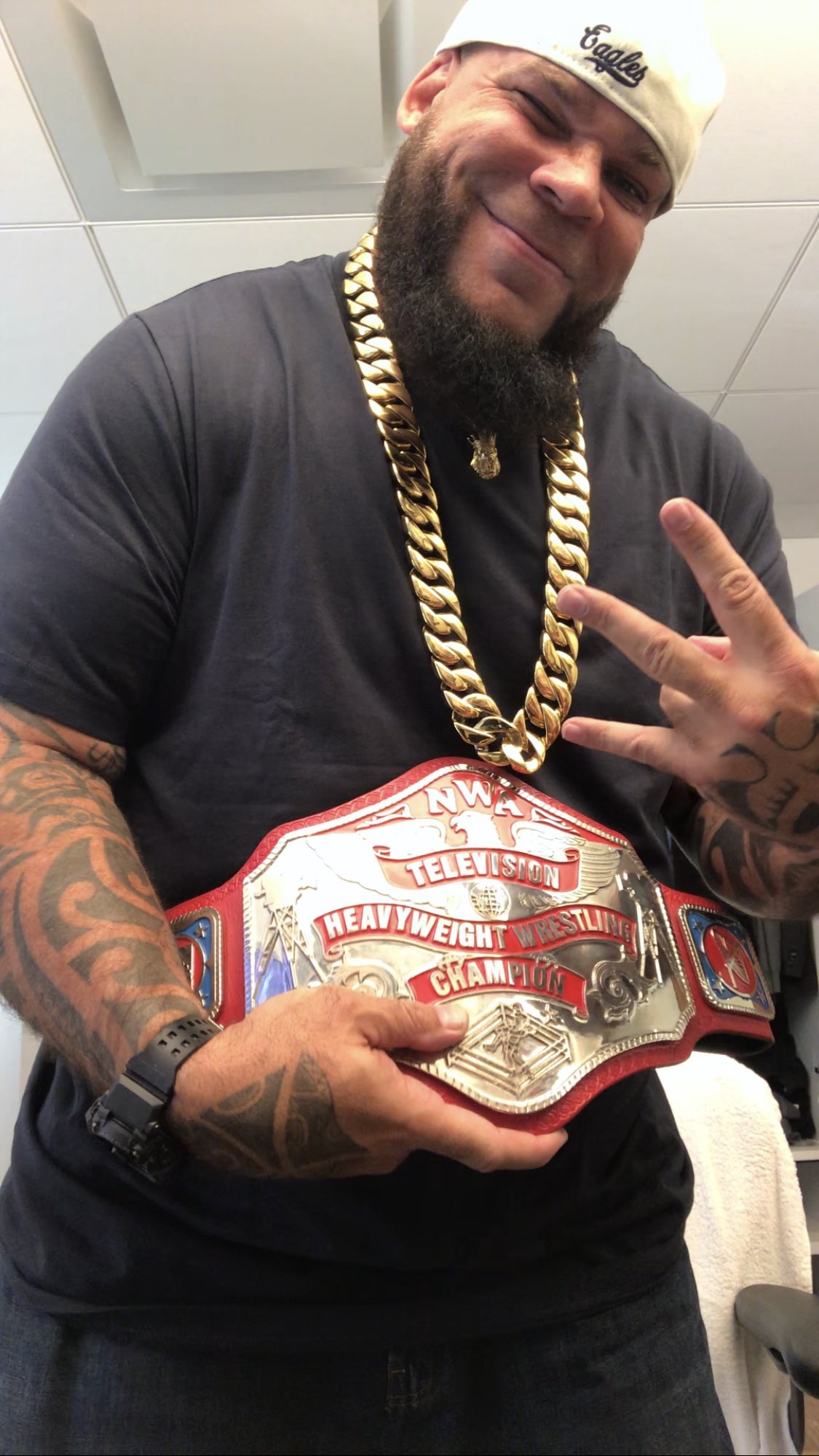 Tyrus on X: "The reigning defending undisputed undefeated @nwa world television champion New York Times bestseller and #NWA74 #1 contender Getting ready to represent on #1 late night comedy show @Gutfeldfox https://t.co/qk3Bor0eNN @