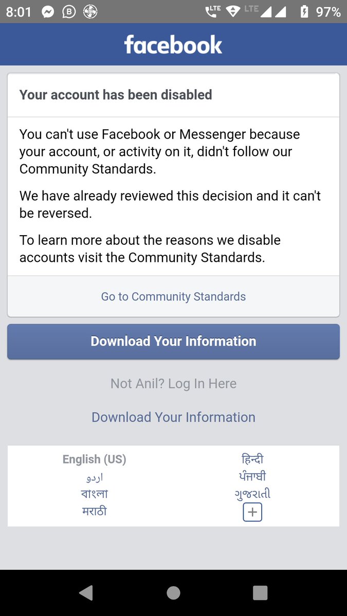 anilsinghcs's tweet photo. @facebook @PMOIndia @narendramodi my facebook account got blocked after I changed my profile picture with tricolour, even I filed objection they have blocked without giving specific reason https://t.co/FLwJjW9Gjh