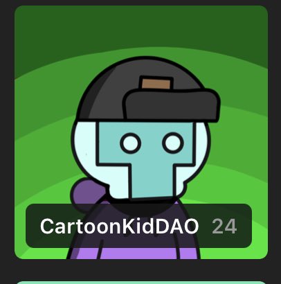 DonnieCrypt's tweet photo. FP is only .03 and I love the art.  Ii might have Aped a little hard.  @CartoonKidDAO https://t.co/Kcs5sqyRn9