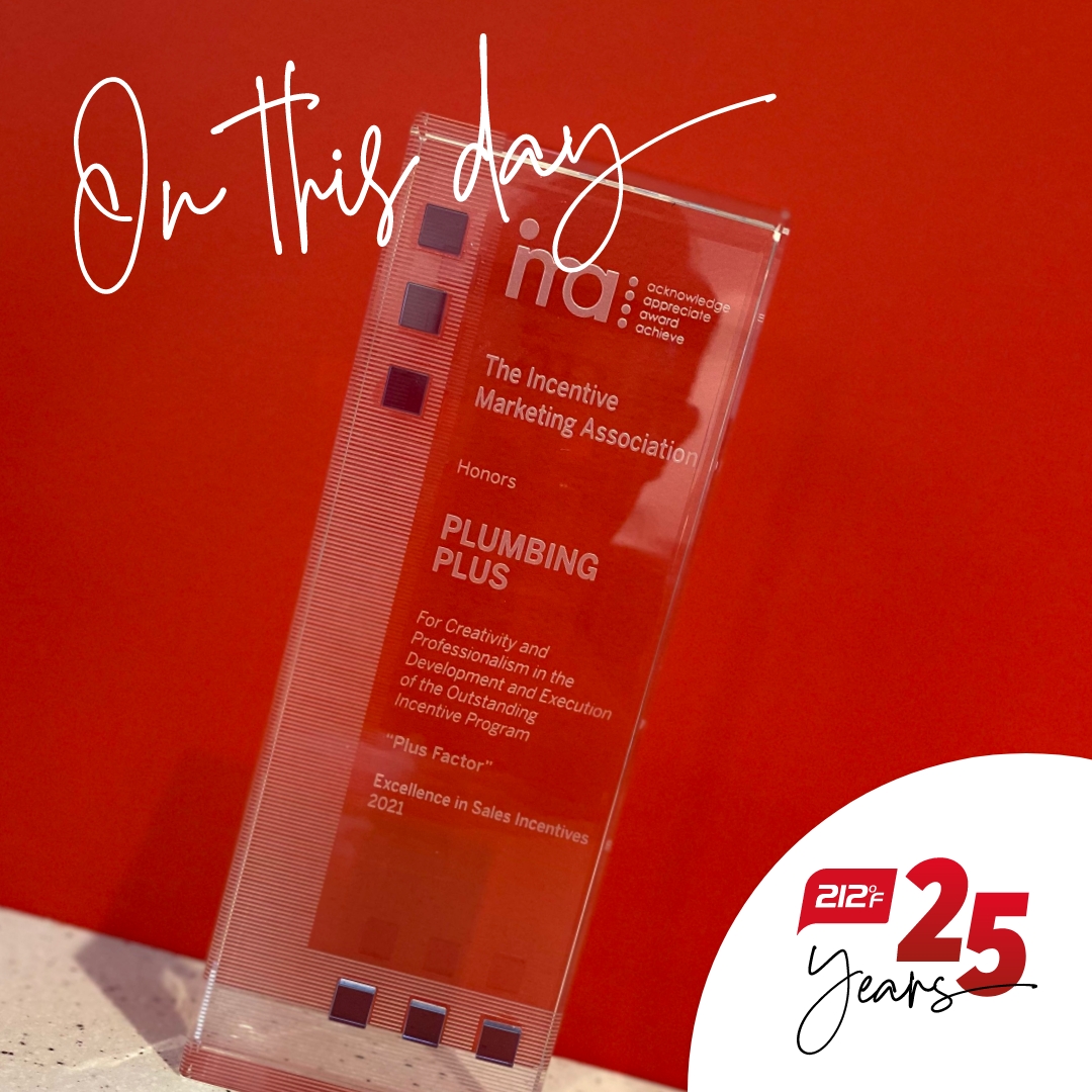 On this day in 2021, we won the Best Incentive at the prestigious IMA Summit Rewards for Plus Factor program for our clients Plumbing Plus. The successful program continues to grow and expand across AU & NZ.

#b2bincentiveandrewards #b2bincentives
#b2brewards #b2bloyalty