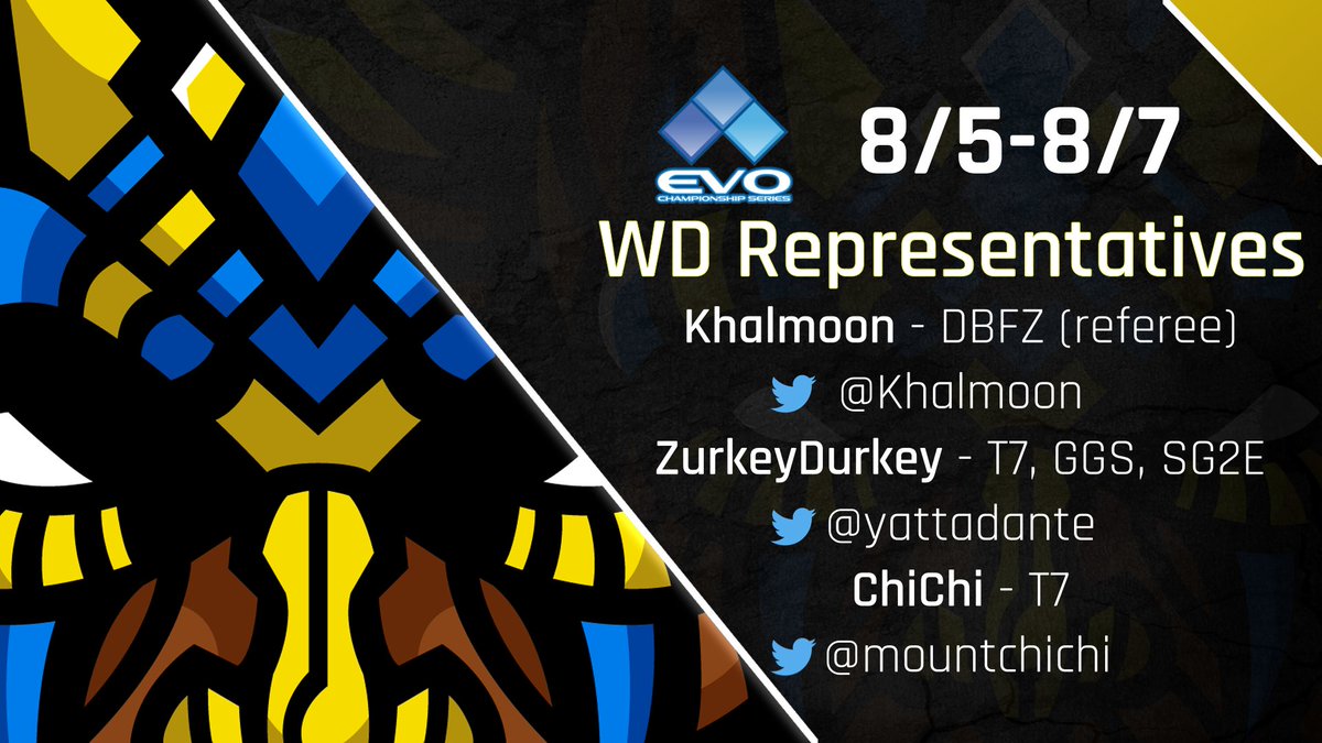 WitchDoctorGG's tweet photo. Our trio of #ShamanSquad kicks off their #Evo2022 weekend with a bang. Catch @mountchichi competing in T7 tonight with @yattadante playing pools for GGS and SG2E. You might even spot @khalmoon as a referee for DBFZ. If you see one of them, don’t be shy and say hi! #WDFGC https://t.co/DG4qc9KKsu