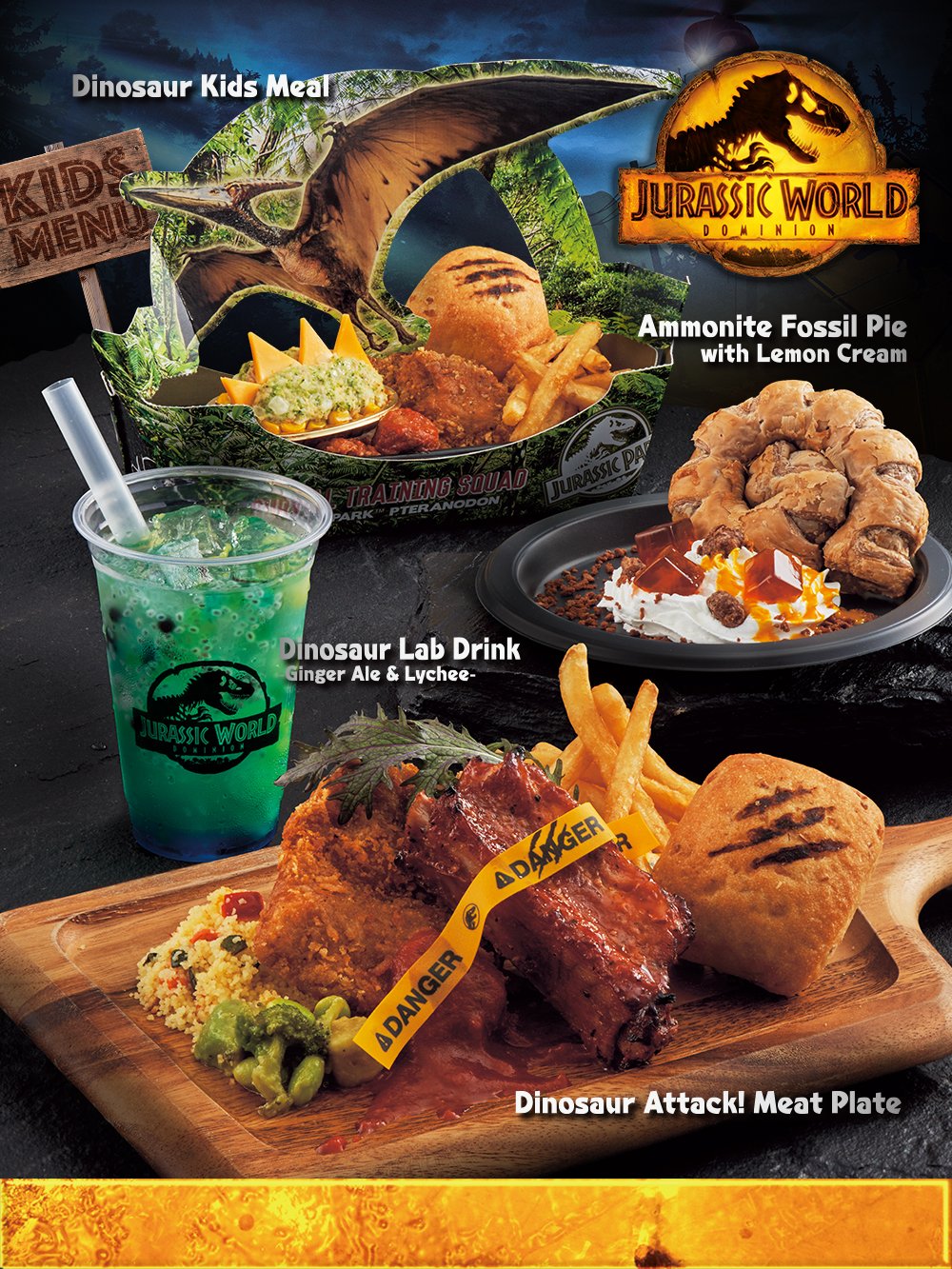 ユニバーサル スタジオ ジャパン公式 肉食モード オン 余裕でイケる と思ったらいいね 恐竜の気配をリアルに感じるプレートや 化石がモチーフのデザートなど ジャングル感が漂う ボリューミーなメニューがいっぱい ロストワールド