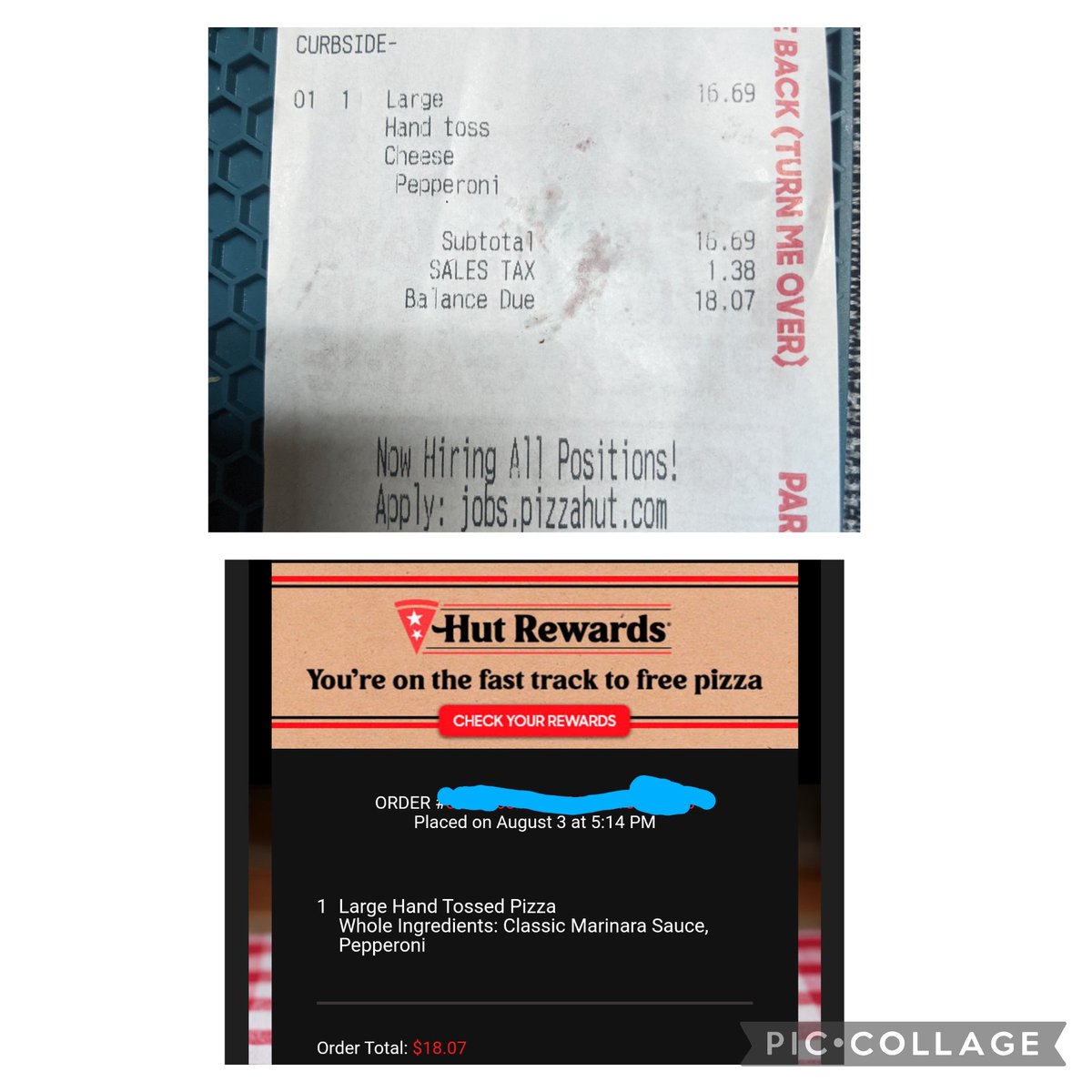 rdz_desiree's tweet photo. What went wrong,@pizzahut? Yesterday I ordered and paid through your app $9.99 + taxes large 1-topping 🍕My husband picked it up but was demanded to pay a diff of $7.26??? I checked my email and FWR it was $18.07 total for just one sad 🍕? Don't bait &amp; switch when picking it up👎 https://t.co/OLd0nUY18u
