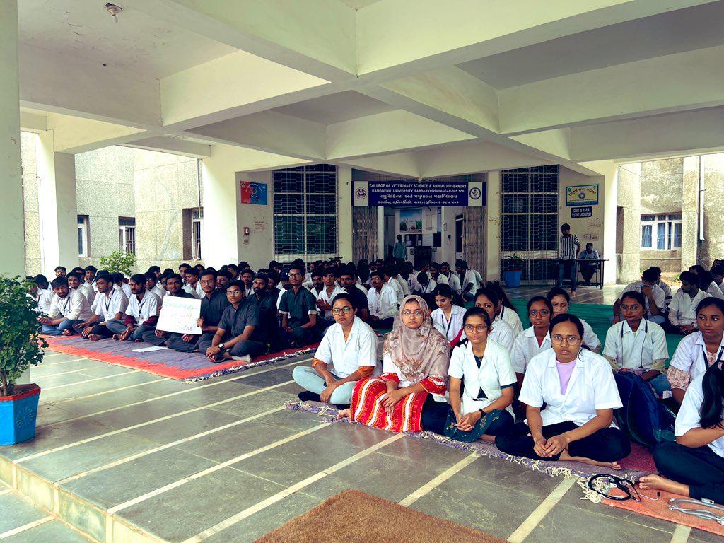 દાંતીવાળા વેટેરનરી કોલેજના  બધા વિધાર્થીઓ તથા નવસારી ઇન્ટર્નના વિધાર્થીઓ ઇન્ટર્નશીપ ભથ્થાને ૪૨૦૦ થી ૧૮૦૦૦ કરાવવાના વિરોધમાં હળતાલ. #Day04 
#Increase_Guj_Vet_Stipend
#Guj_vet_union
#Guj_veterinary_students_on_strike
<a href="/CMOGuj/">CMO Gujarat</a> <a href="/Bhupendrapbjp/">Bhupendra Patel</a> 
<a href="/KanuDesai180/">Kanu Desai</a> <a href="/RaghavjiPatel/">Raghavji Patel</a>