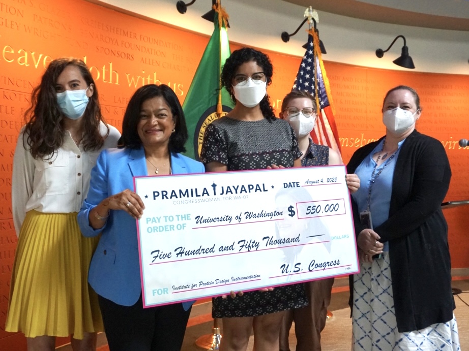 Institute for Protein Design (@uwproteindesign) on Twitter photo Today our admin team met with <a href="/RepJayapal/">Rep. Pramila Jayapal</a> to celebrate new Federal investments in 10 key projects across the Seattle area. Our request will enable the purchase of advanced laboratory equipment that will help us discover new cures for current and future pandemics. Today our admin team met with <a href="/RepJayapal/">Rep. Pramila Jayapal</a> to celebrate new Federal investments in 10 key projects across the Seattle area. Our request will enable the purchase of advanced laboratory equipment that will help us discover new cures for current and future pandemics.