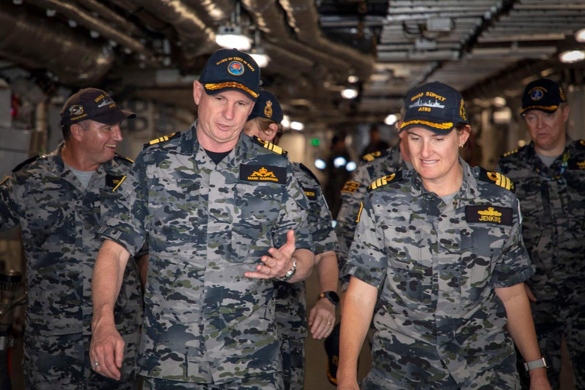 CN_Australia's tweet photo. 2/2 Fantastic to hear from #AusNavy sailors and officers aboard HMA Ships Supply and Canberra about your tough but rewarding #RIMPAC2022 training &amp; achievements with our #CapableAdaptivePartners https://t.co/cQVTb81FWr