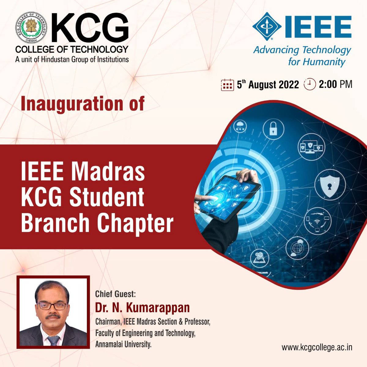 KCGtechnology's tweet photo. The Management, Faculty & Students of KCG College of Technology invite you to the Inauguration of the IEEE Madras KCG Student Branch Chapter at 2 PM on August 5th, 2022.
@IEEEorg
#KCGCollege #inauguration #studentchapter #ieee #ieeechapter #technicaleducation #techknowledge https://t.co/NM5mqkHC99