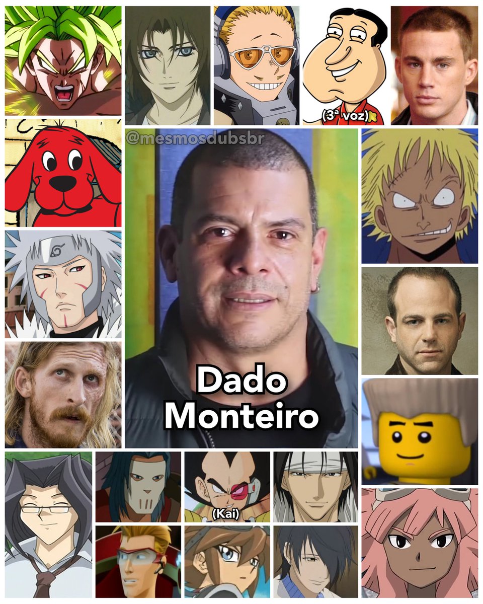 Personagens Com os Mesmos Dubladores! on X: Mega talentoso e dono de uma  absurda versatilidade, o dublador Dado Monteiro é uma máquina de  personagens icônicos! Dado é conhecido por dublar o Broly