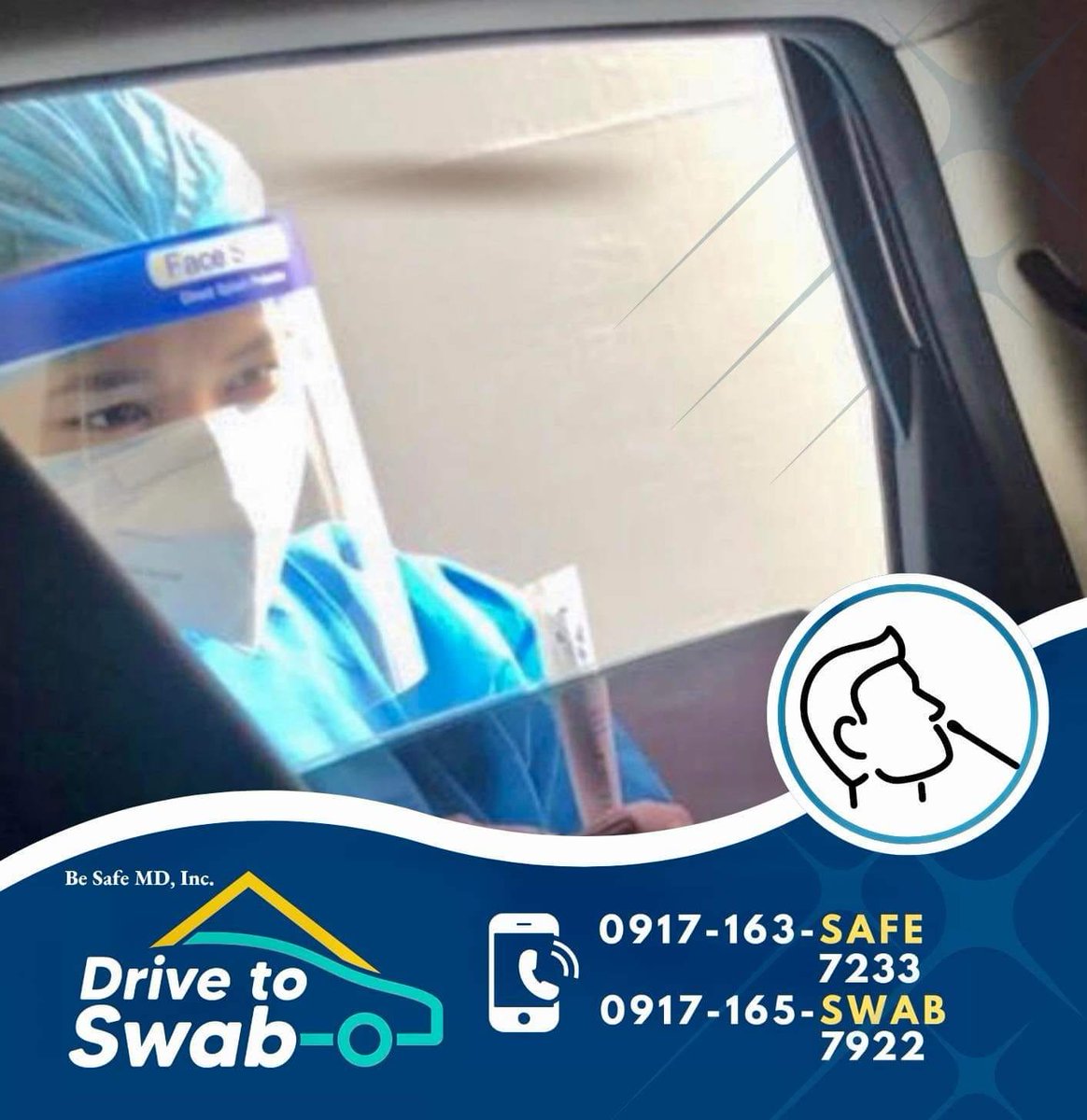 besafemd's tweet image. Have been exposed and/or experiencing symptoms, Know if you have the virus or not. Get tested now. 

Drive to Swab by Be Safe MD Inc.,
m.facebook.com/drivetoswab/
We are here for your swab testing needs!

#besafe #swabtestph #rtpcrtestph   #antigentestph #drivethru #walkin  #trusted