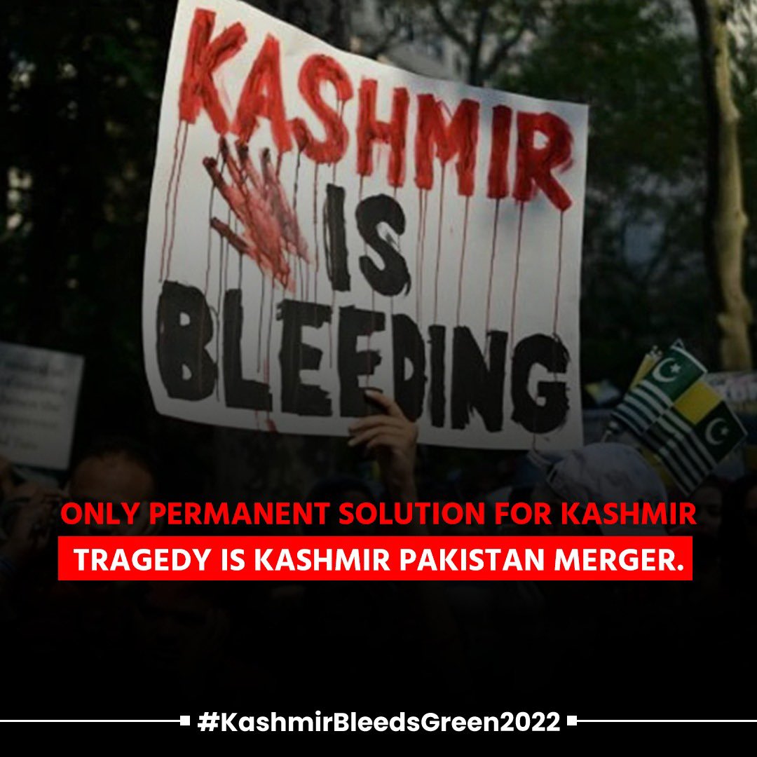 Only permanent solution for kashmir tragedy is kashmir Pakistan merger.
#KashmirBleedsGreen

@kimran1308 @AusShani @ShahKhanzadaAHC @ShabanaFaryal @nauman_yaqub @PTINosheenAnjum @KanwalKoool @Zaryab_Speak @RBH_PTI