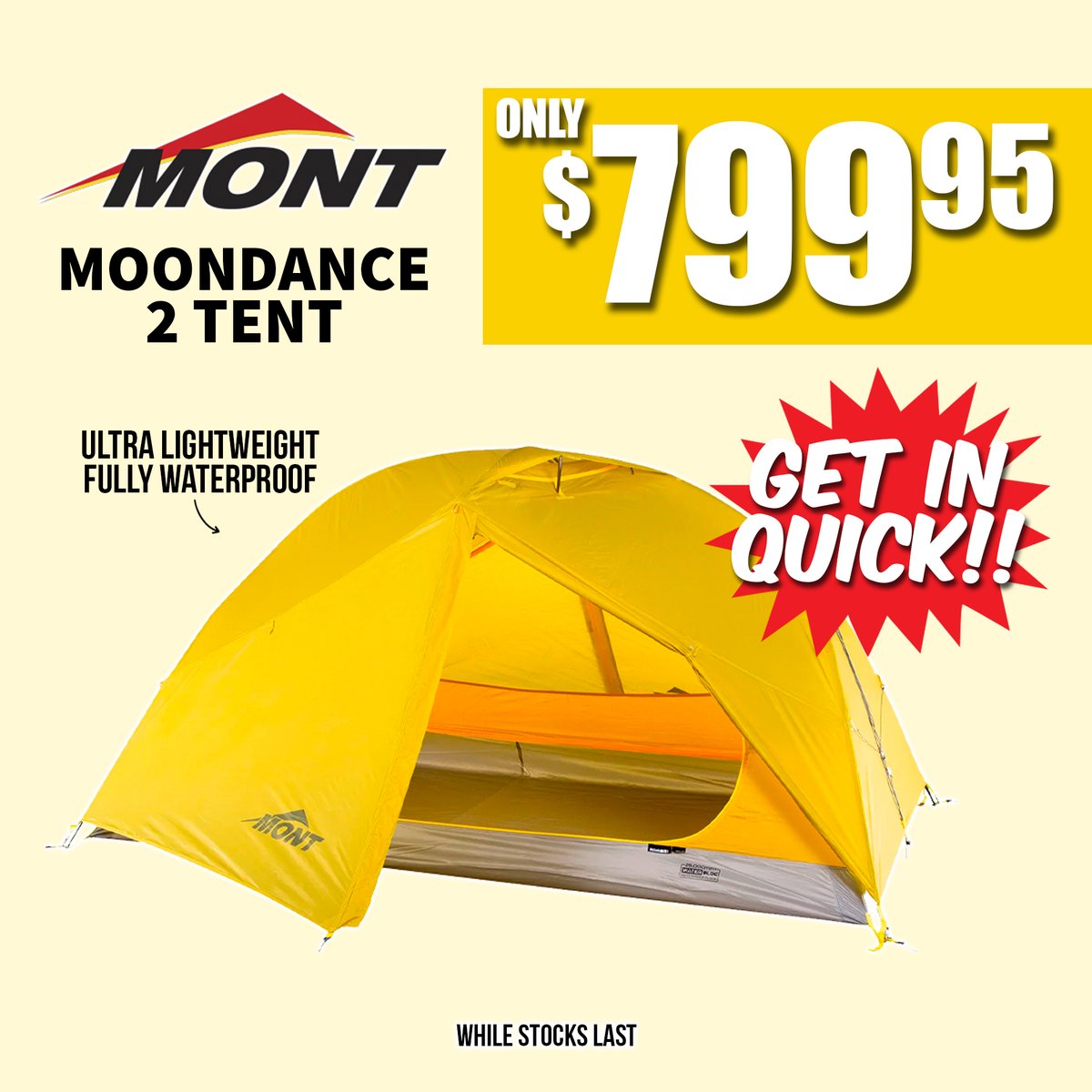 motackle's tweet photo. The Moondance 2 two person tent is the lightweight market leader. Lightweight, easy to pitch and with a 25,000mm waterproof tape sealed floor, it will excel in all 3 season camping adventures.

Special Price of $799.95

Click here for more info https://t.co/AqBfYyIQvS https://t.co/bws0cCJYps